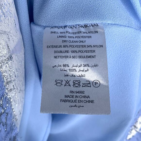 Jonathan Simkhai Kylie Periwinkle Jacquard Puff Sleeve Mini Dress 0 NWT - Picture 9 of 9